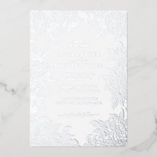 Invitación Con Relieve Metalizado Flores de Peonía Naranja Polvorienta Brunt Otoño B