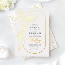 Flores Dibujadas a Mano Boda Blanca Elegante