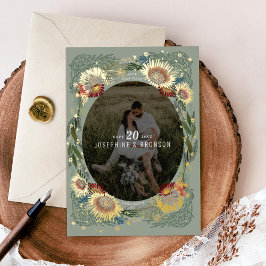 Invitación Con Relieve Metalizado Flores Dibujadas Únicas Foto Guardar Fecha Oro