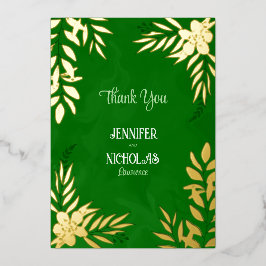 Invitación Con Relieve Metalizado Flores elegantes y adornos de hojas para Boda