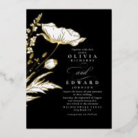 Flores salvajes dibujadas a mano Elegante Boda neg