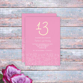 Invitación Con Relieve Metalizado Flores salvajes modernas y banderas cutáneos