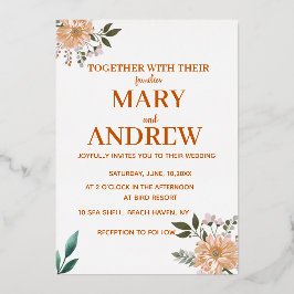 Invitación Con Relieve Metalizado Flores silvestres en flor