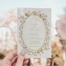 Flores silvestres rosadas Boda botánico oro