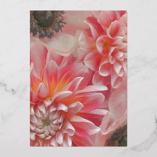 Invitación Con Relieve Metalizado Flores Tranquilas (Anverso)