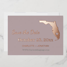 Invitación Con Relieve Metalizado Florida Boda Guardar La Fecha Rosa Dorado