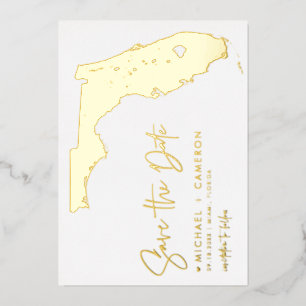 Invitación Con Relieve Metalizado Florida Mapa Minimalista Foto Escritura Guardar la