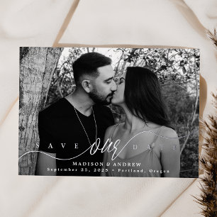 Invitación Con Relieve Metalizado Flourishing Love Silver Script Save the Date