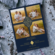 Flouriy Navy Gold 4 fotos Clásico Filigree