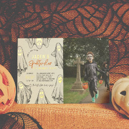 Invitación Con Relieve Metalizado Foil Cumpleaños Fantasmas Spooktacular Foto de Cum
