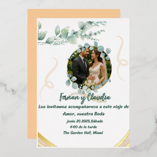 Invitación Con Relieve Metalizado  Foil invitacion de ensueno Boda