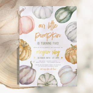 Invitación Con Relieve Metalizado Foil Nuestra Pequeña Fiesta de Cumpleaños Boho de 