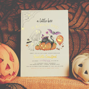 Invitación Con Relieve Metalizado Foil Prensado Una pequeña Boo Baby Shower de Hal