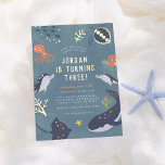Invitación Con Relieve Metalizado Foil Pressed | Under The Sea Boy Birthday Party<br><div class="desc">Add some shine to your birthday party invitations with real gold, silver, or rose gold foil! This classic and timeless metallic style is sure to add another level to your invites. These luxurious invitations make a great impact with real pressed foil. Incorporating foil-stamped elements on luxe paper is a perfect...</div>