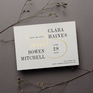 Invitación Con Relieve Metalizado Foil Swash Save the Date Card