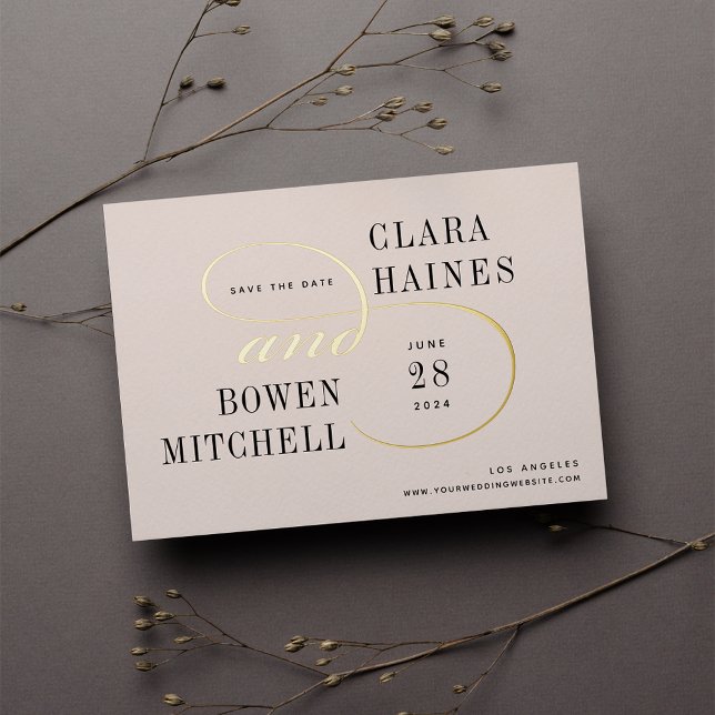 Invitación Con Relieve Metalizado Foil Swash Save the Date Card (Subido por el creador)