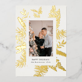 Invitación Con Relieve Metalizado foliación de invierno elegante festividad