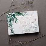 Invitación Con Relieve Metalizado Foliage Abundante | Bridal Shower Brunch<br><div class="desc">La elegante invitación al brunch de la ducha de novia incluye hojas de eucaliptos de color agua y hojas de follaje verde en cascada desde la esquina superior izquierda, adornadas con acentos de Relieve metalizado de oro rosa. Personalice los detalles de su brunch nupcial alineados a la derecha. Las tarjetas...</div>