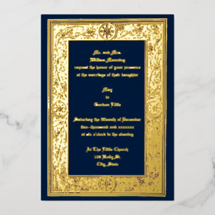 Invitación Con Relieve Metalizado Foliage y bayas de la era victoriana por Anton Sed