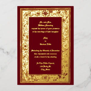 Invitación Con Relieve Metalizado Foliage y bayas de la era victoriana por Anton Sed