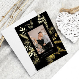 Invitación Con Relieve Metalizado follaje de invierno elegante foto Relieve metaliza