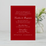 Invitación Con Relieve Metalizado Formal Classic Red Gold Border Elegant Wedding<br><div class="desc">This formal wedding invitation features a rich red background accented with an elegant gold foil border and classic script typography for a timeless, black-tie look. The refined layout highlights your names and wedding details clearly while the metallic foil adds a luxurious finish that feels special and celebratory. Designed for traditional,...</div>