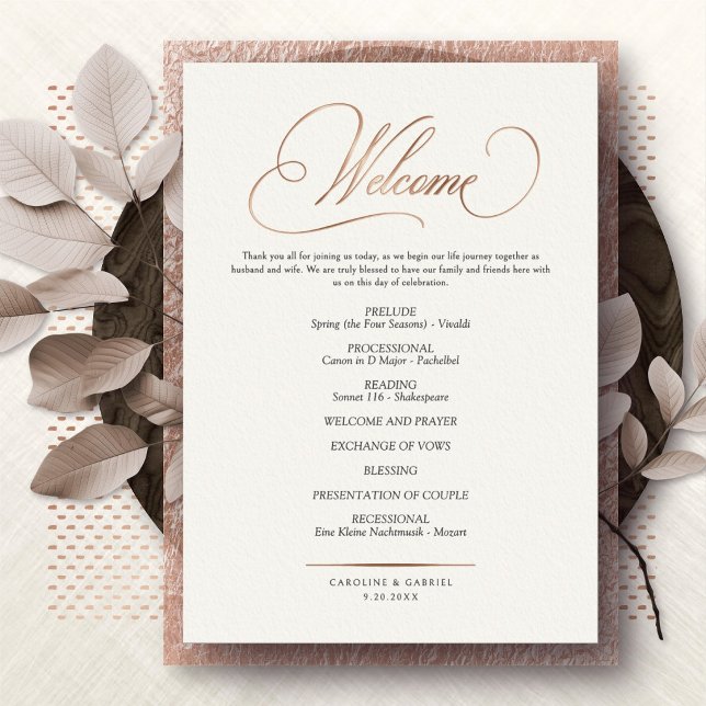 Invitación Con Relieve Metalizado Formal Script Calligraphy Wedding Program (Subido por el creador)