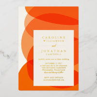 Formas abstractas modernas en boda chic naranja