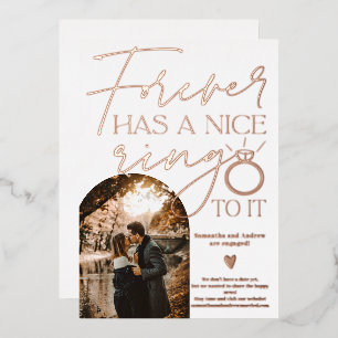 Invitación Con Relieve Metalizado Foto arco de compromiso forever ring blanco