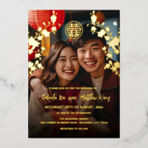 Foto BILINGUAL Boda chino Oro Rojo