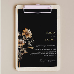 Invitación Con Relieve Metalizado Foto caprichosa de un monograma Boda de flores sil