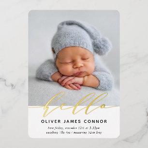 Invitación Con Relieve Metalizado FOTO DE BEBÉ MODERNO elegante llamada de bienvenid