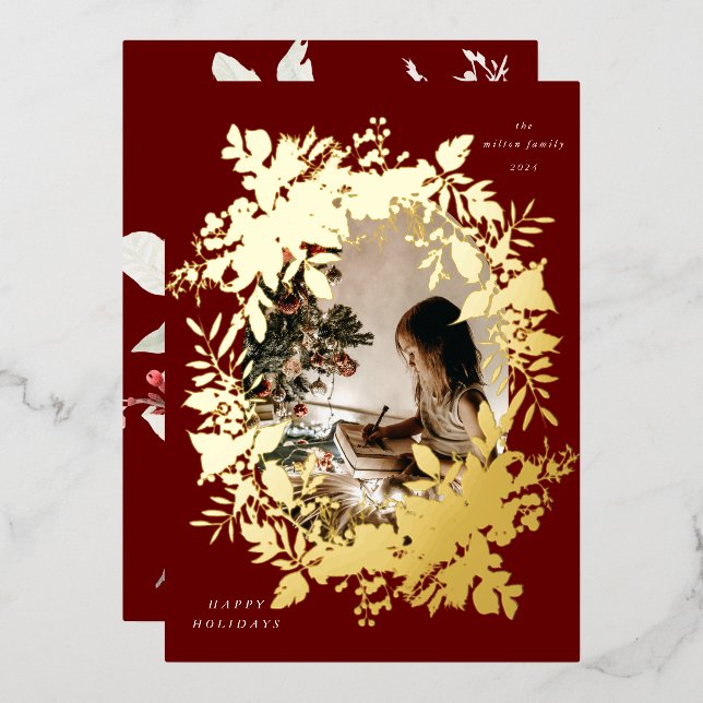 Invitación Con Relieve Metalizado Foto de Berries en vacaciones clásicas (Anverso/Reverso)