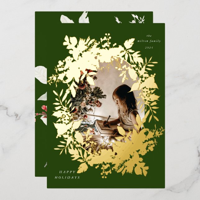 Invitación Con Relieve Metalizado Foto de Berries en vacaciones clásicas (Anverso/Reverso)