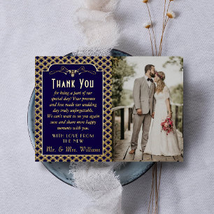 Invitación Con Relieve Metalizado Foto de boda Art Déco Gatsby de la década de 1920