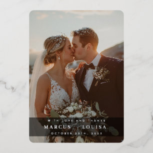 Invitación Con Relieve Metalizado FOTO DE BODAS moderna elegante chic etsigno negro