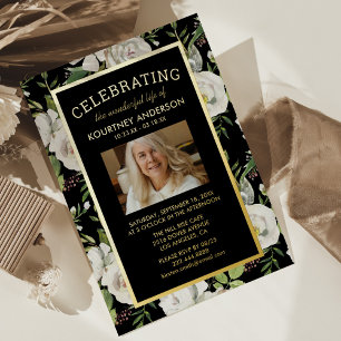 Invitación Con Relieve Metalizado Foto de celebración de vida con lámina de oro y ne