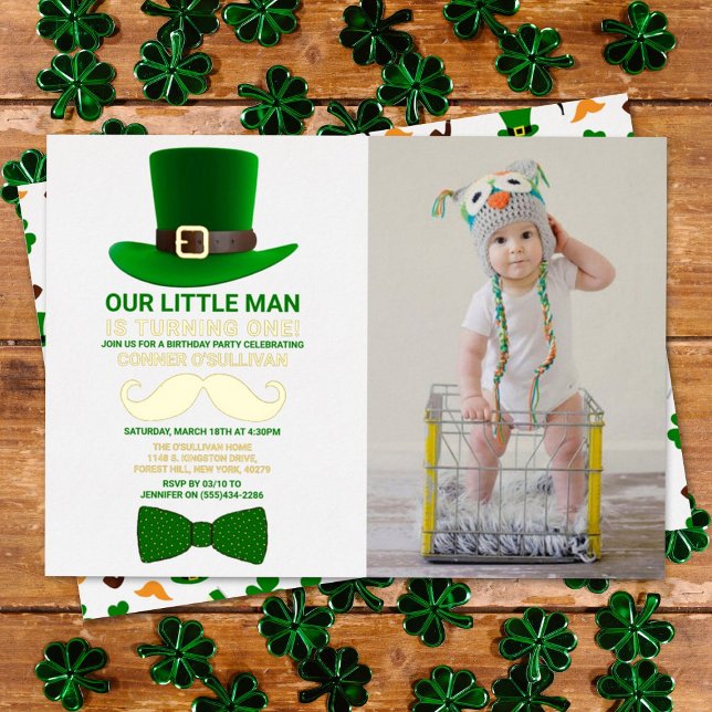 Invitación Con Relieve Metalizado Foto de cumpleaños del Día de San Patricio (Subido por el creador)