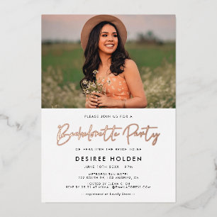 Invitación Con Relieve Metalizado Foto de despedida de soltera minimalista moderna
