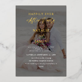 Invitación Con Relieve Metalizado Foto de Después de la Fiesta Recepción de Boda Neg