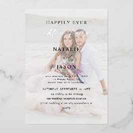 Invitación Con Relieve Metalizado Foto de Después de la Fiesta Recepción de Boda v2