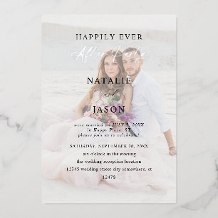 Invitación Con Relieve Metalizado Foto de Después de la Fiesta Recepción de Boda v2