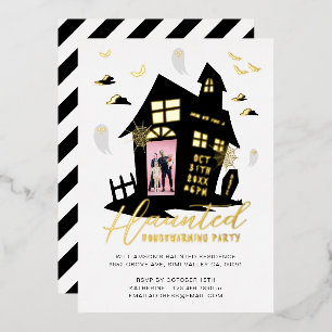 Invitación Con Relieve Metalizado Foto de fiesta de inauguración de la casa embrujad