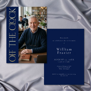 Invitación Con Relieve Metalizado Foto de fiesta de jubilación moderna fuera de hora