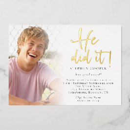 Invitación Con Relieve Metalizado Foto De Grad 2025 De Graduación De Oro