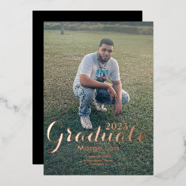 Invitación Con Relieve Metalizado Foto de Graduación con Hoja de Oro