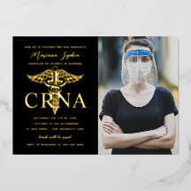 Foto de graduación de enfermería CRNA en dorado