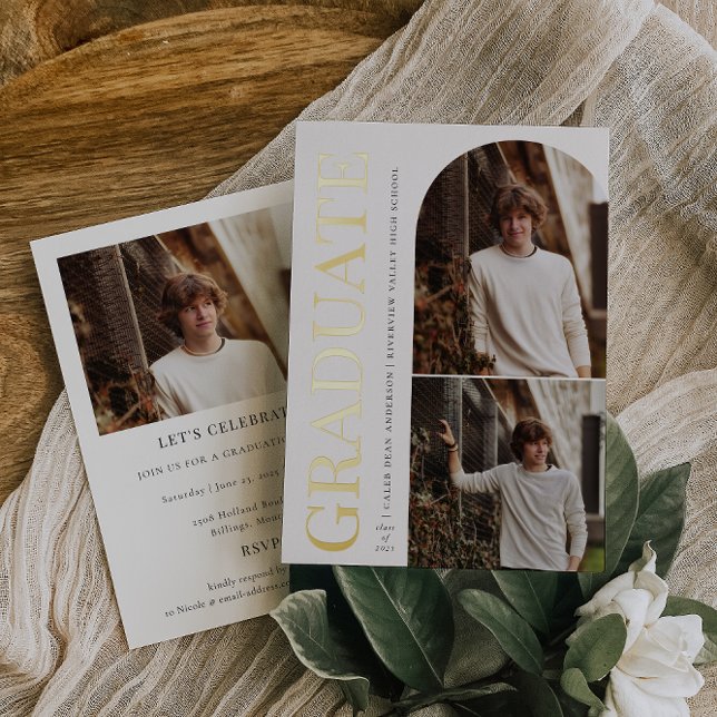 Invitación Con Relieve Metalizado Foto de graduación de GRADUATE HEADLINE (Subido por el creador)