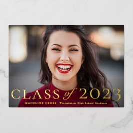Invitación Con Relieve Metalizado Foto de graduación de la promoción de 2023 en oro