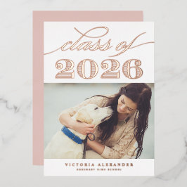 Invitación Con Relieve Metalizado Foto de graduación de la promoción de 2026 en rosa